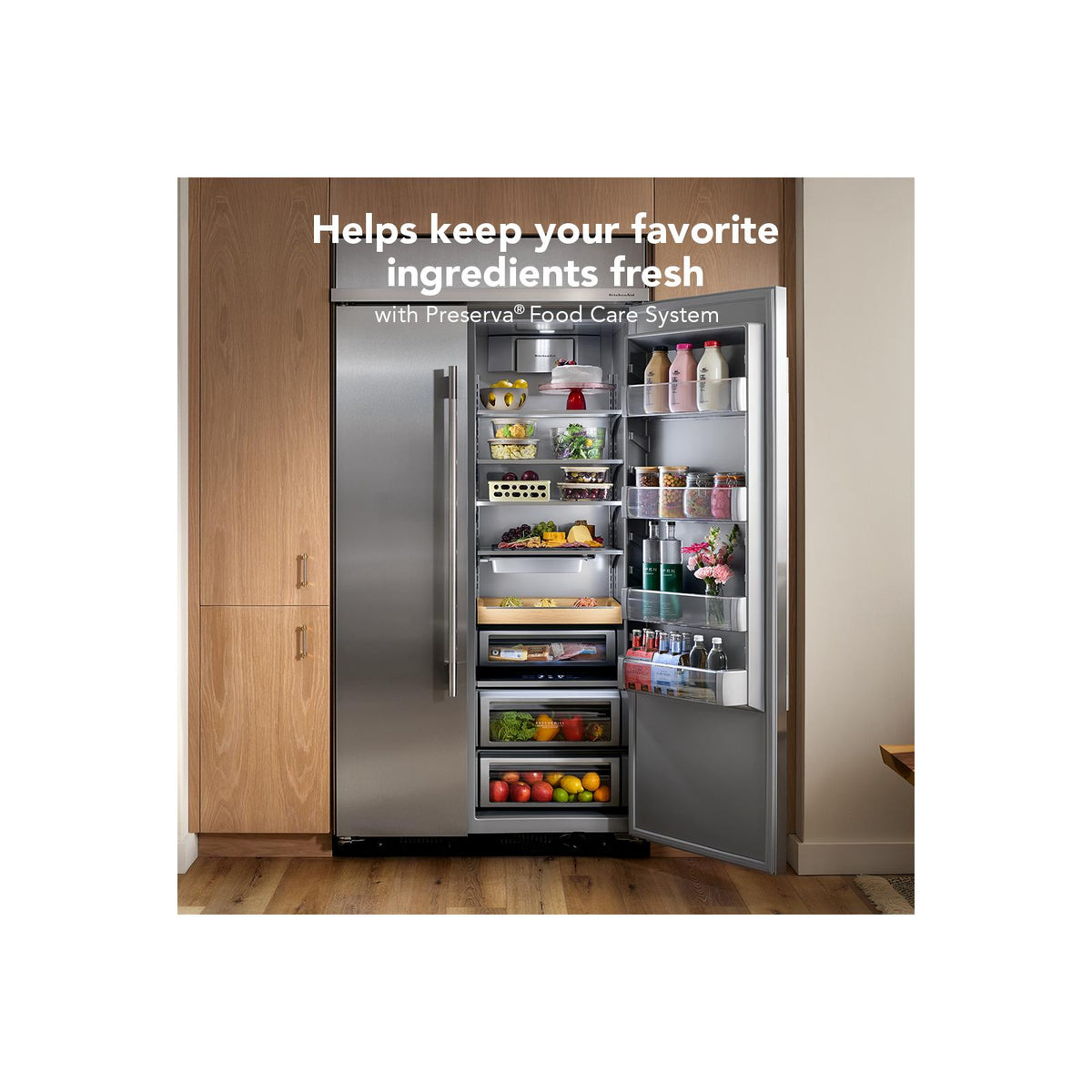 KitchenAid 48" 30.0 Cu. Ft. PrintShield Stainless Steel Built-In Side-by-Side Refrigerator - KBSN748SPS