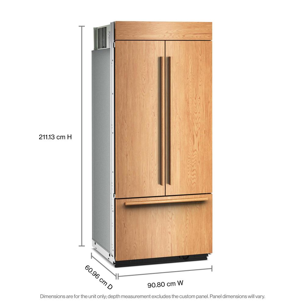 KitchenAid 36" 21.0 Cu. Ft. Panel-Ready Built-In French Door Refrigerator with Platinum Interior – KBFN536TPA