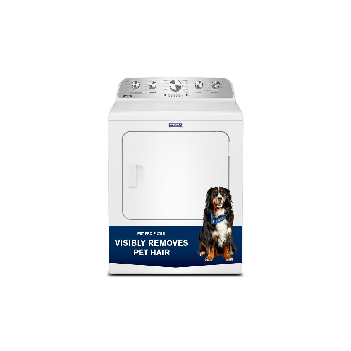 Maytag White Steam Gas Dryer (7.0 Cu. Ft.) with Pet Pro Option - MGD5605RW--