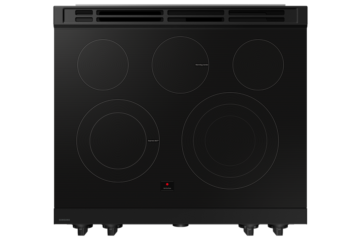 Samsung BESPOKE White Glass 30" True Convection Slide In Range with Oven Camera (6.3cu.ft.) - NSE6DB870012AC