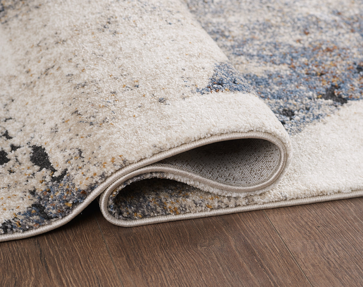 L2 Decor Panorama Area Rug 5' x 8' with Underpad - Blue, Cream