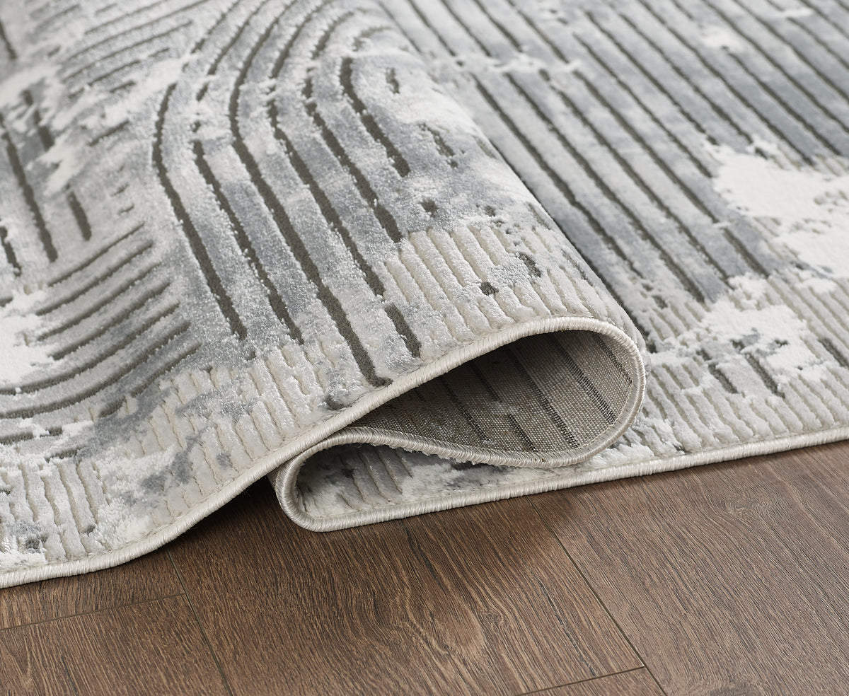 L2 Decor Petra Area Rug 5' x 8' with Underpad - Dark Grey