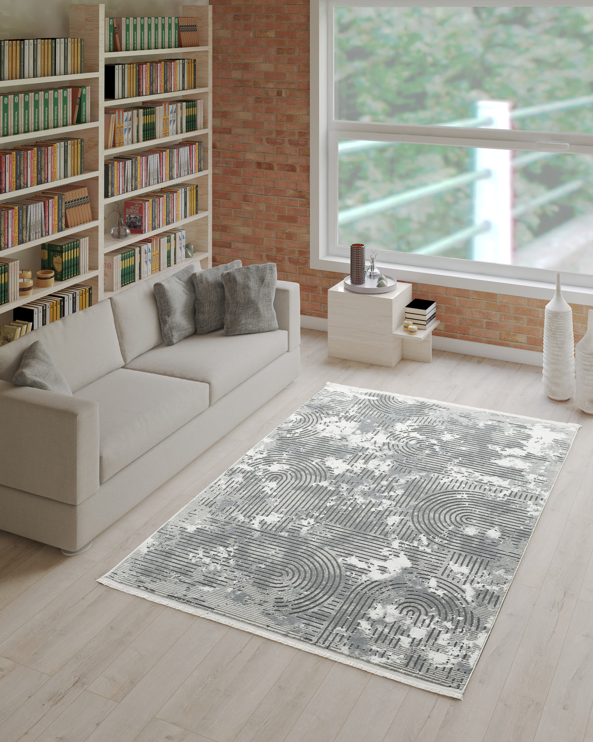 L2 Decor Petra Area Rug 5' x 8' with Underpad - Dark Grey