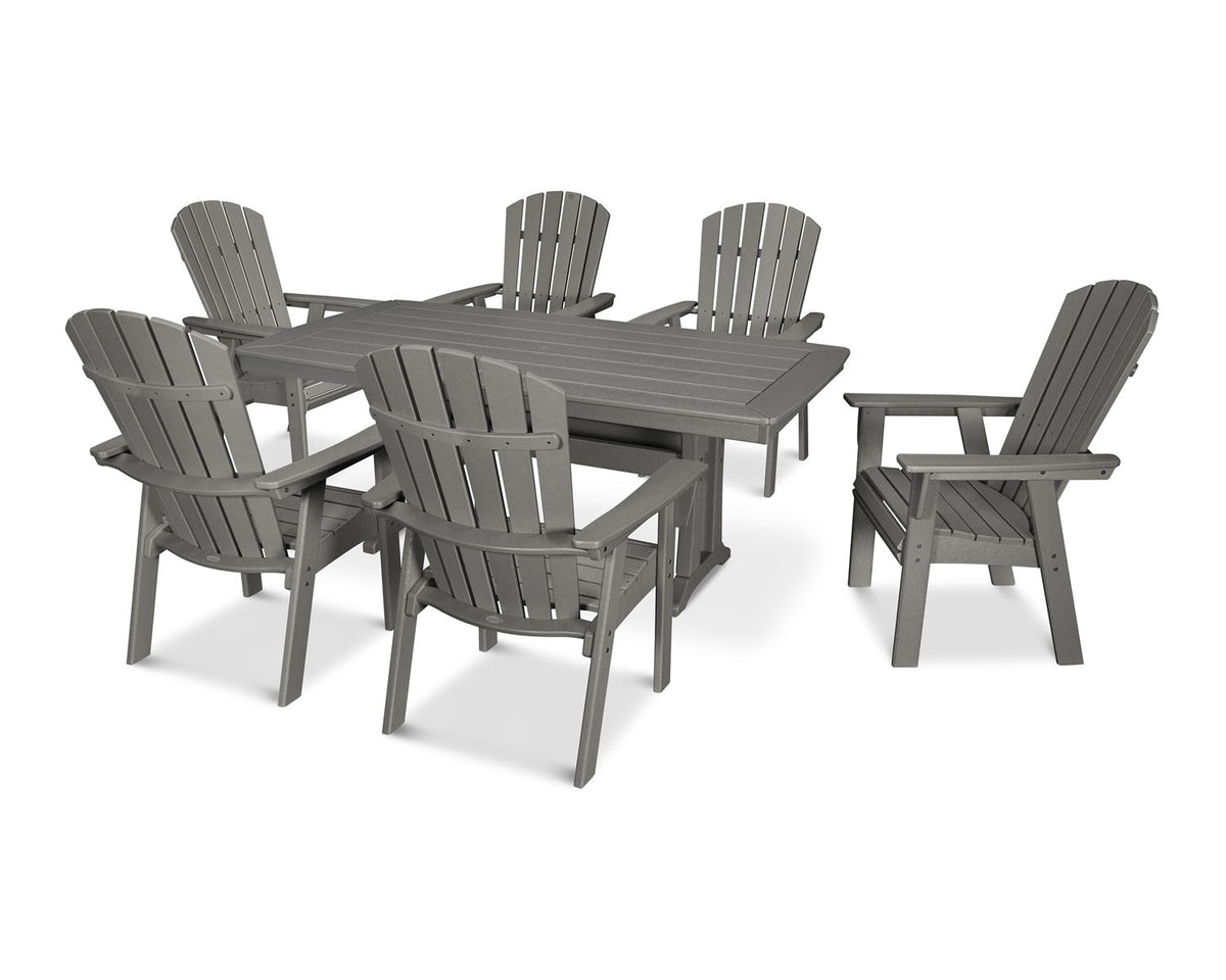 POLYWOOD® Nautical Adirondack 7-Piece Trestle Dining Set - Slate Grey