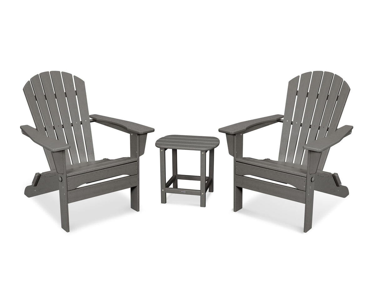 POLYWOOD® South Beach 3-Piece Folding Adirondack Set - Slate Grey