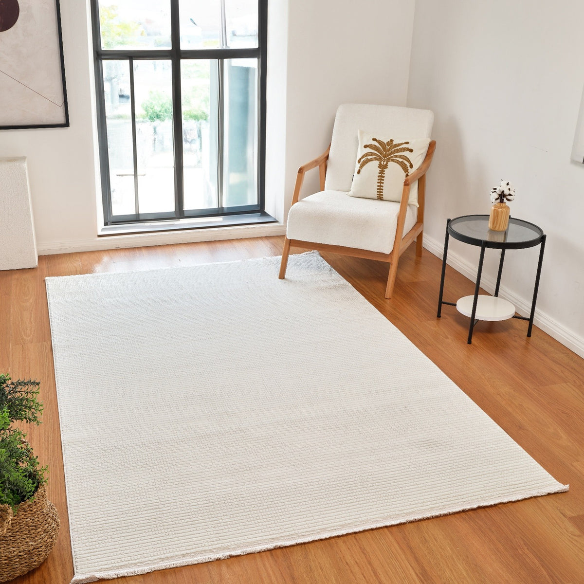 L2 Decor Karizma Area Rug 7' x 10' with Underpad - Cream