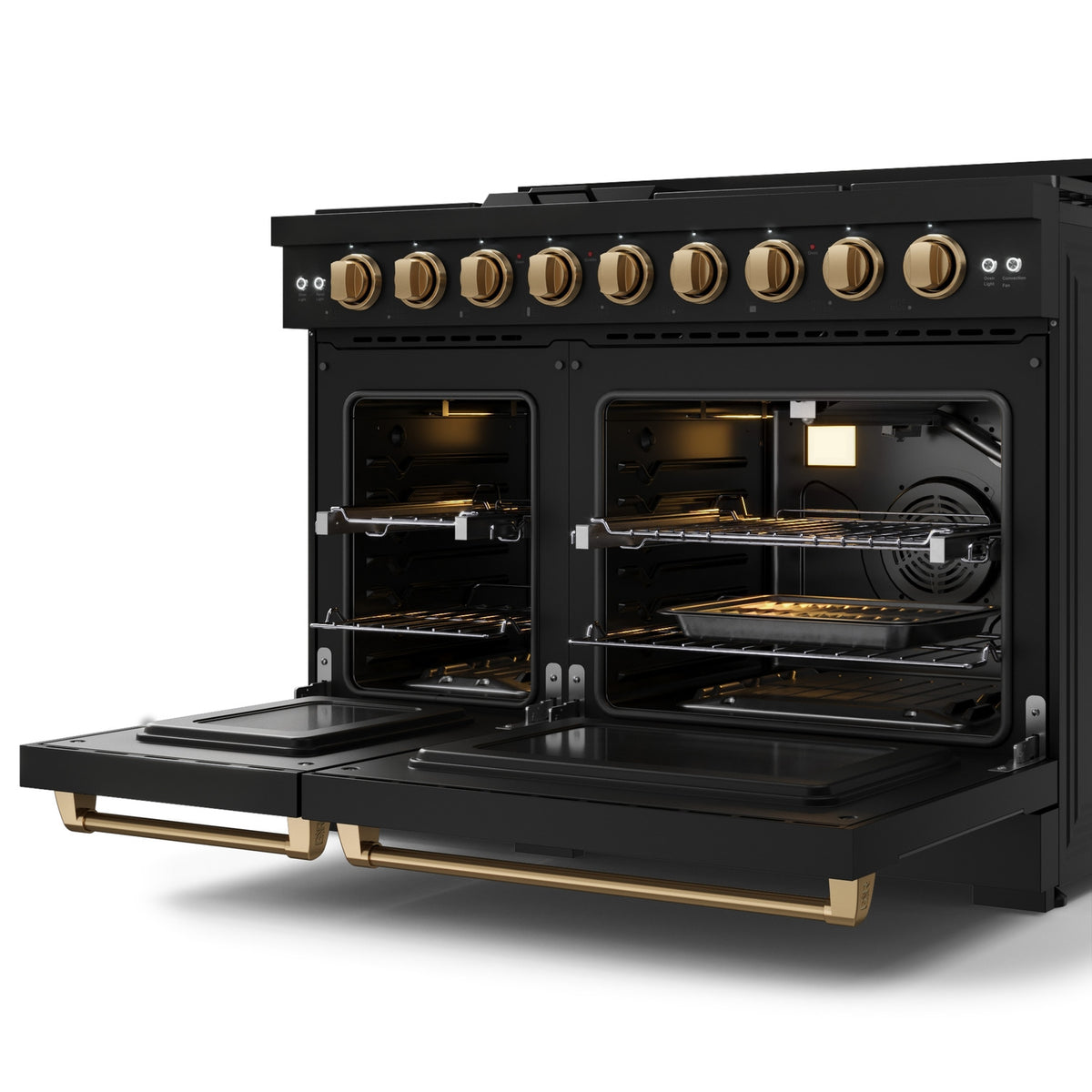 Thor Kitchen Black Stainless Steel Freestanding Professional Double Oven Gas Range|Gordon Ramsay Series (7 cu.ft.) - RSG48EB-BRZ