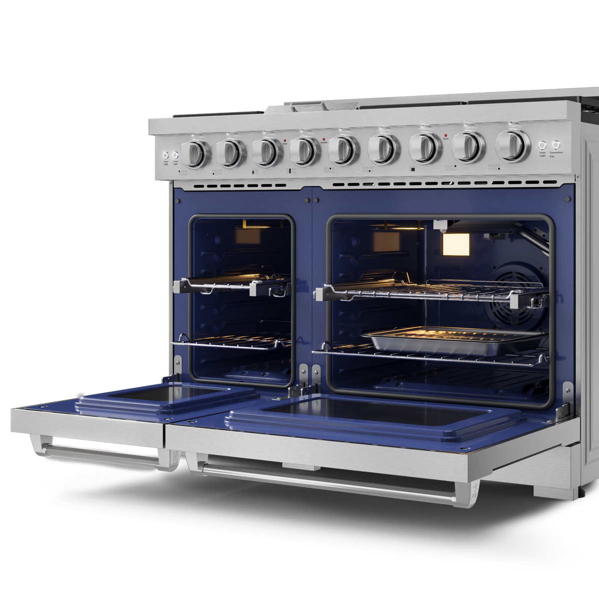 Thor Kitchen Stainless Steel Freestanding Professional Double Oven Gas Range|Gordon Ramsay Series (7 cu.ft.)- RSG48E