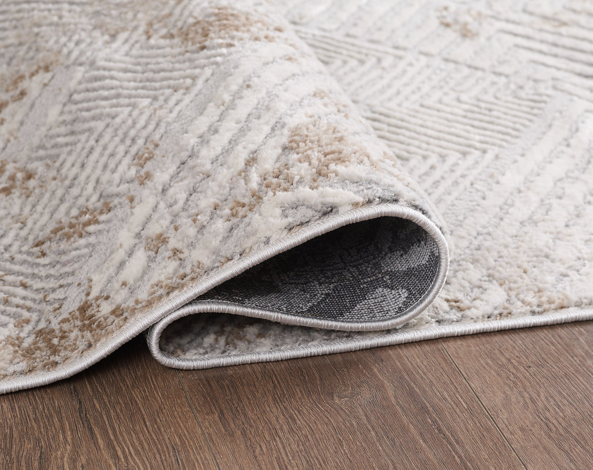 L2 Decor Symphony Area Rug 5' x 8' with Underpad - Light Grey, Beige
