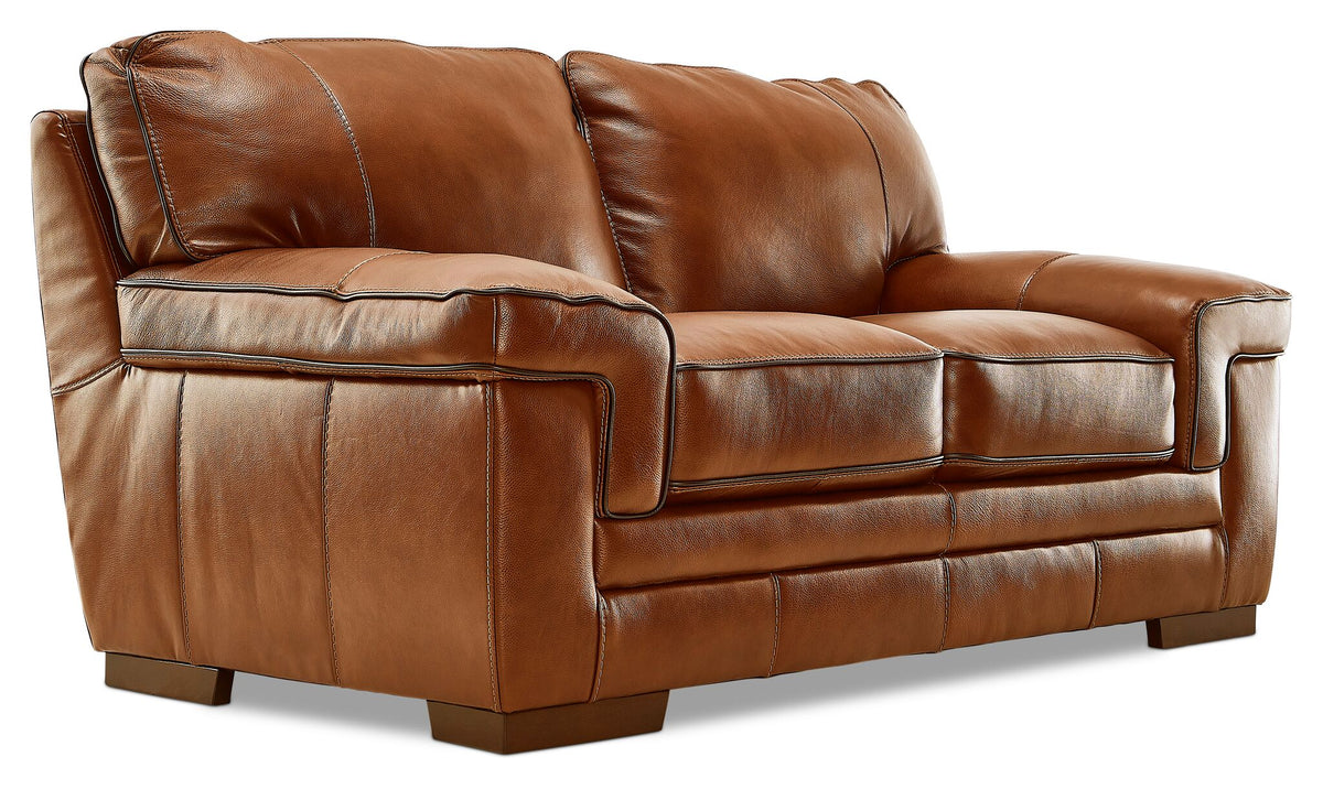 Stampede Leather Sofa, Loveseat and Chair Set - Chestnut