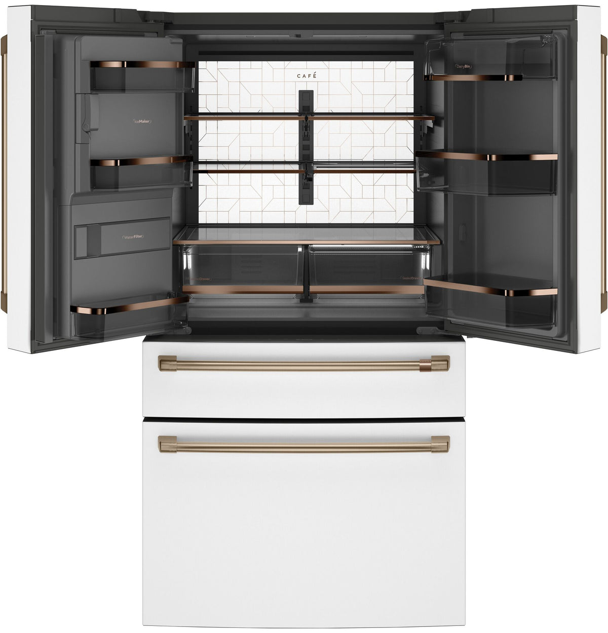 Café 35.75" 22.3 Cu. Ft. Matte White Smart Counter-Depth 4-Door French Door Refrigerator - CXE22DP4PW2