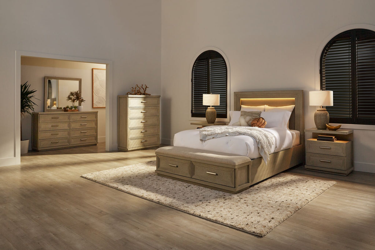 Fresh Perspective Cascade 3-Piece Queen Storage Bench Bed - Dovetail Grey