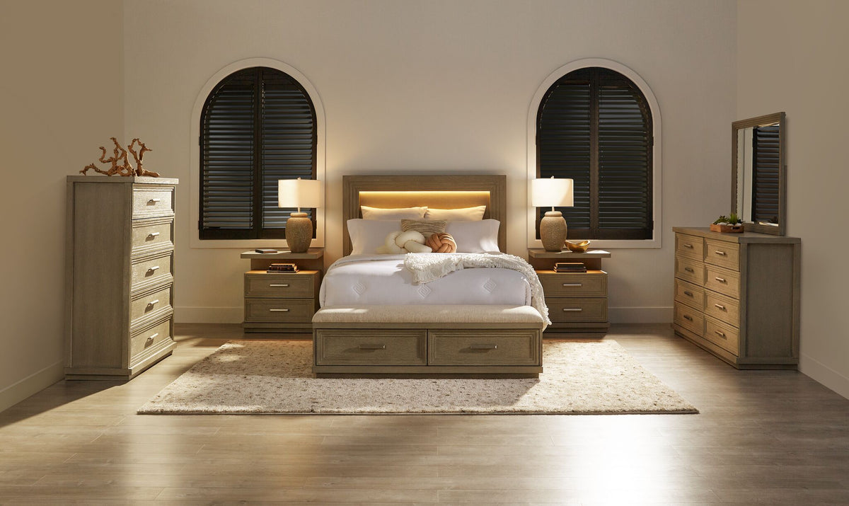Fresh Perspective Cascade 3-Piece King Storage Bench Bed - Dovetail Grey