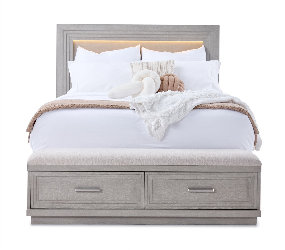 Fresh Perspective Cascade 3-Piece King Storage Bench Bed - Dovetail Grey