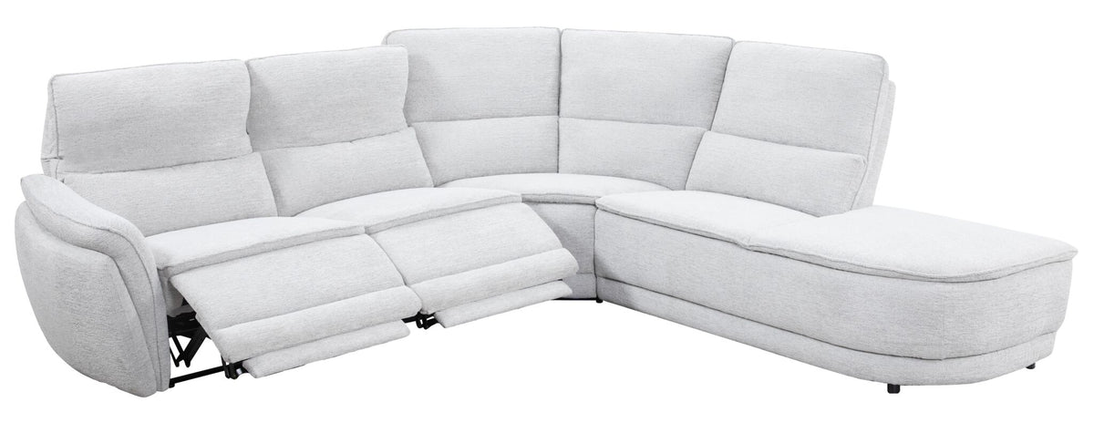 Emerson 4-Piece Power Reclining Sectional with Right Facing Chaise - Light Grey