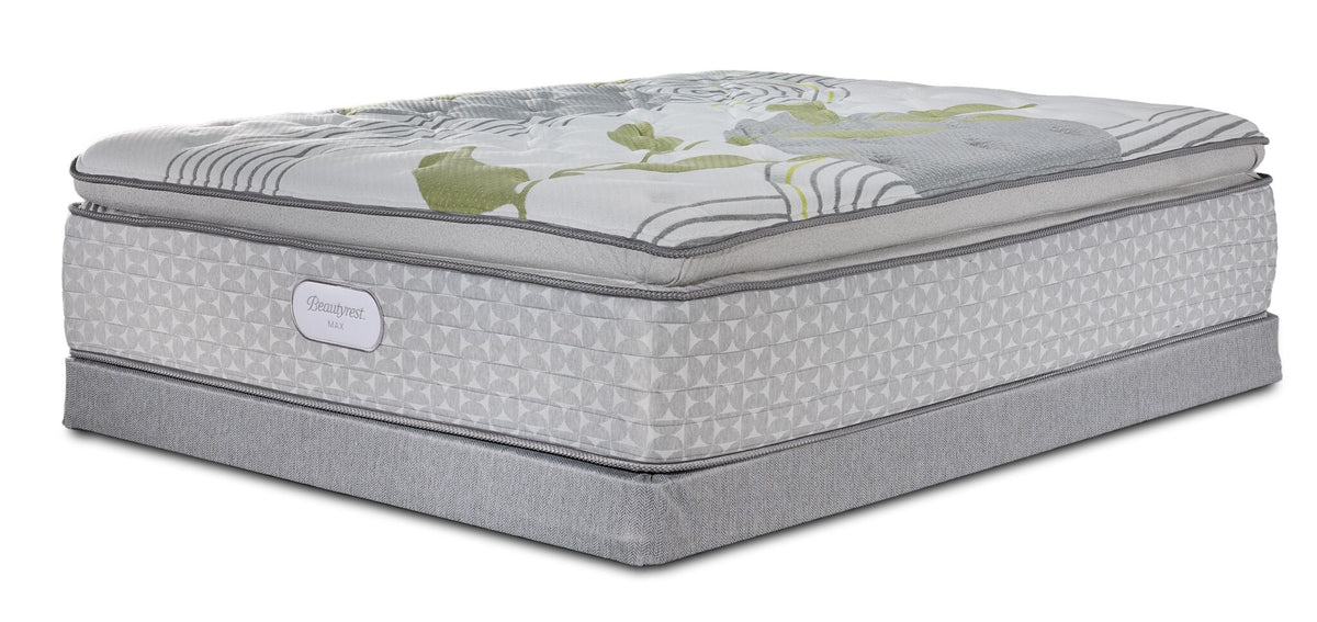 Beautyrest Max+ Valley Pillow Top Plush Queen Mattress and Low Profile Boxspring Set