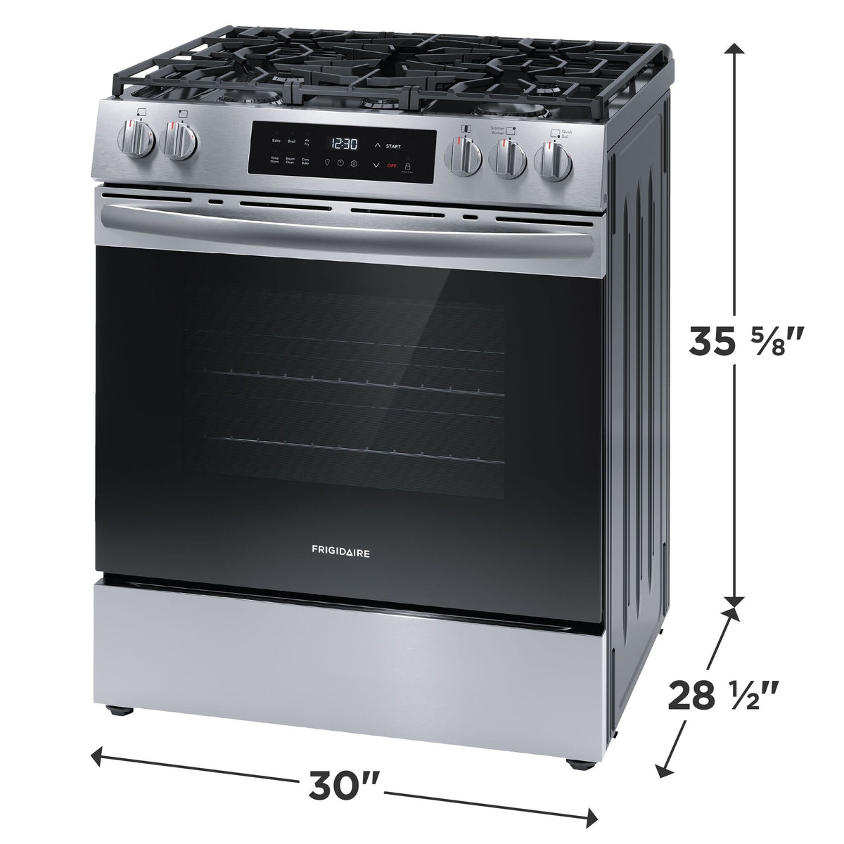 Frigidaire Stainless Steel 30" Front Control Gas Range with Air Fry - FCFG3082BS