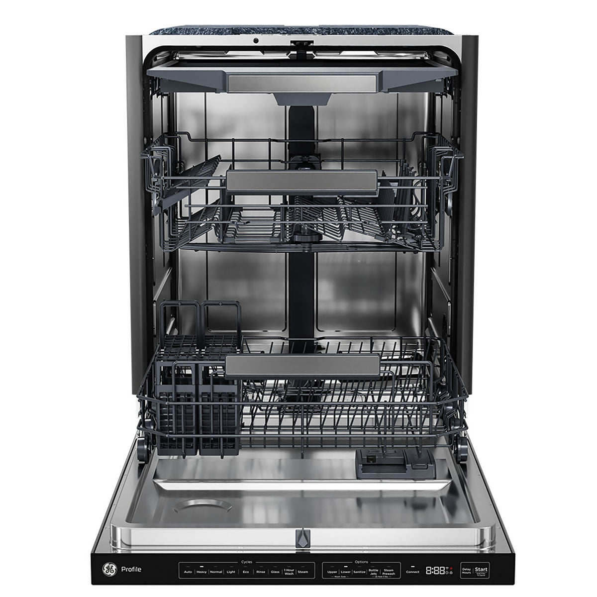 GE Profile Fingerprint Resistant Stainless Kitchen Package with French Door Refrigerator, Double Oven Range & Smart Dishwasher