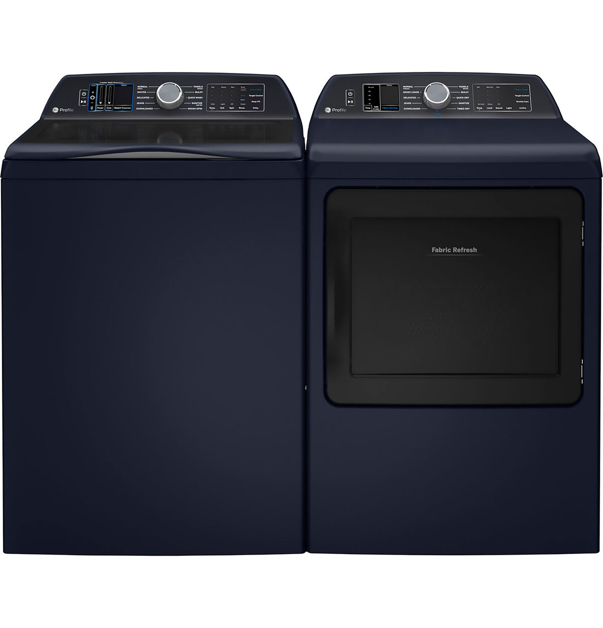 GE Profile Sapphire Blue Top Load IEC Washer (6.2 cu.ft.) & Smart Electric Dryer with Fabric Refresh (7.3 Cu. Ft) - PTW800BPWRS/PTD90EBMTRS