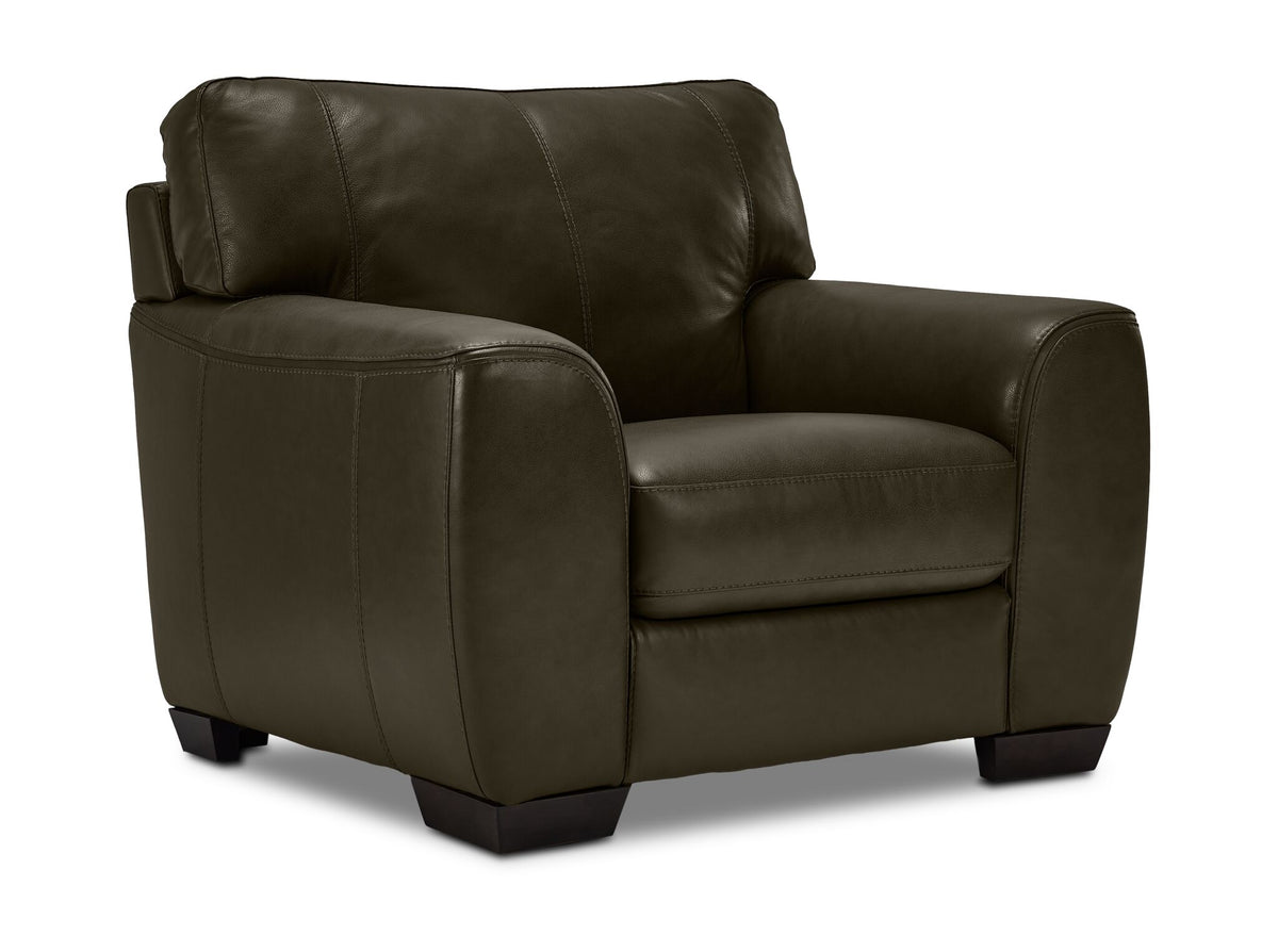 Halden Leather Sofa, Loveseat and Chair Set - Forest Green