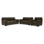 Halden Leather Sofa, Loveseat and Chair Set - Forest Green