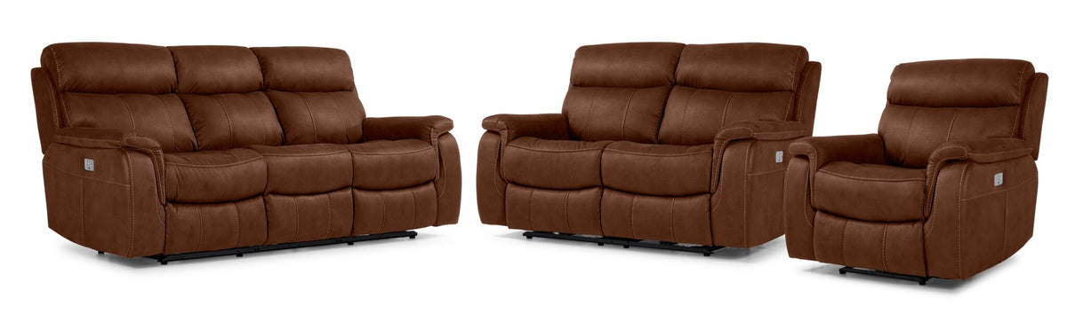 Haven Dual Power Reclining Sofa, Loveseat and Recliner Set - Mocha
