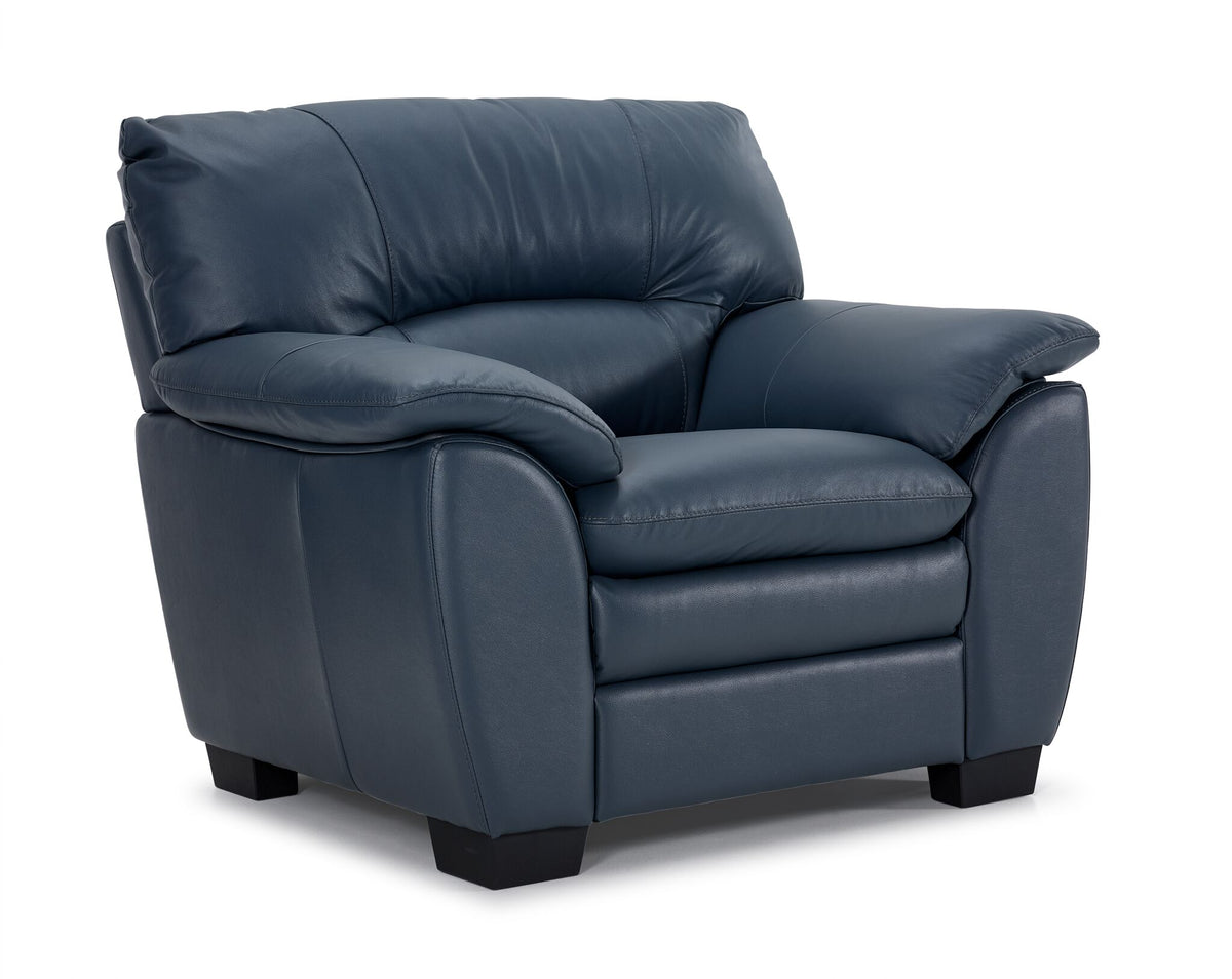 Kendrick Leather Sofa, Loveseat and Chair Set - Blue