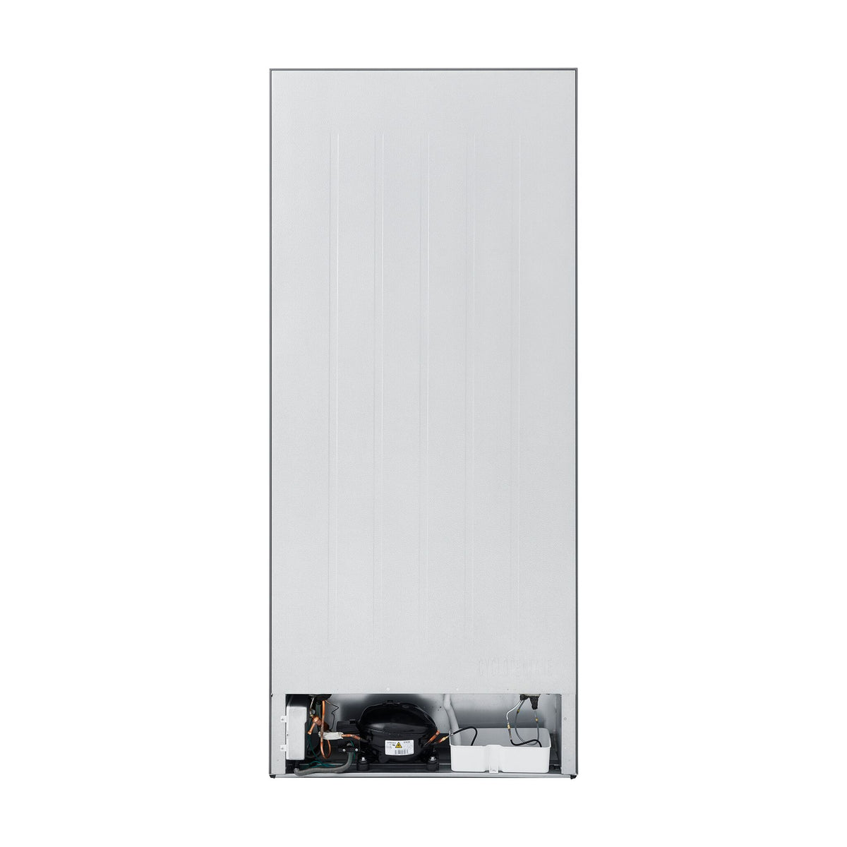 Rear view of LG 30" French Door Refrigerator showing smooth back panel, compressor and lower mechanical components