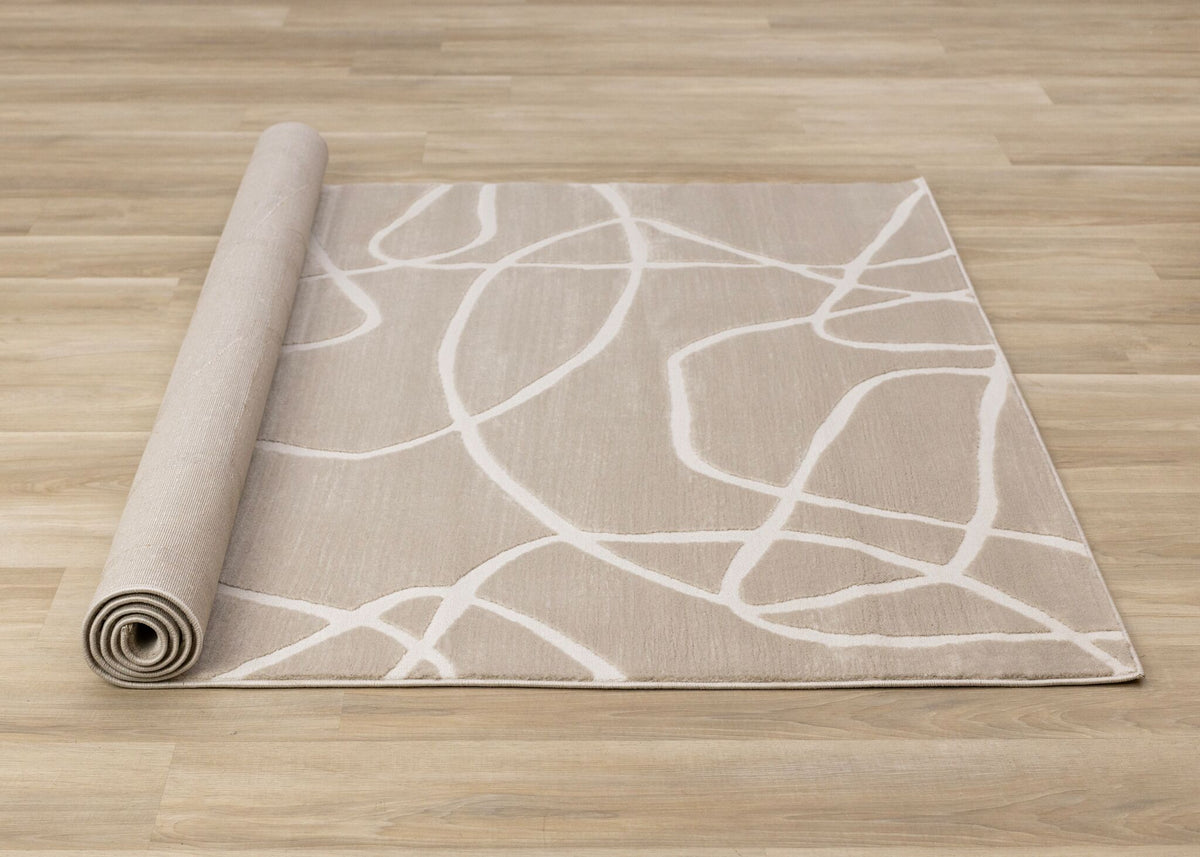 Soft Currents 5'3" x 7'7" Organic Line Design Area Rug - Beige, Cream