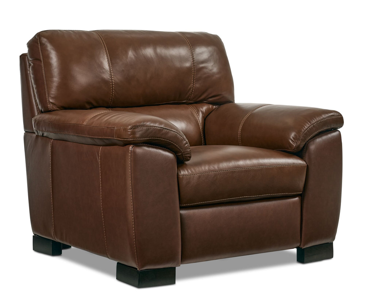 Maddox Leather Sofa and Chair Set - Cognac