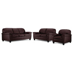 Raphael Leather Sofa, Loveseat and Chair Set - Mocha
