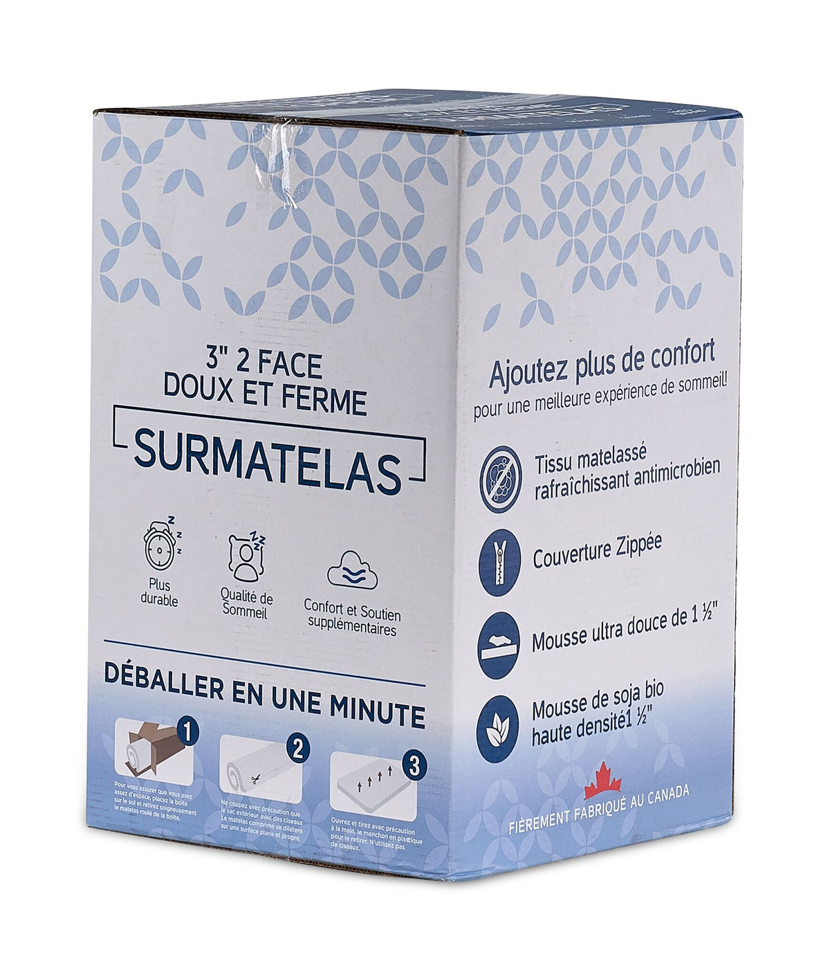 So Sleepy 3" Two-Sided Soft and Firm Full Mattress Topper