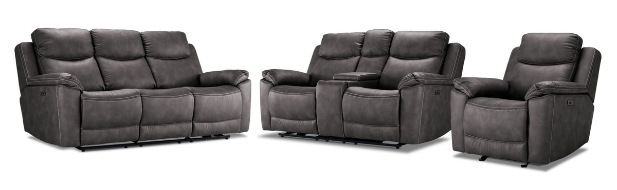 Santa Fe Power Reclining Sofa, Loveseat and Chair Set - Graphite