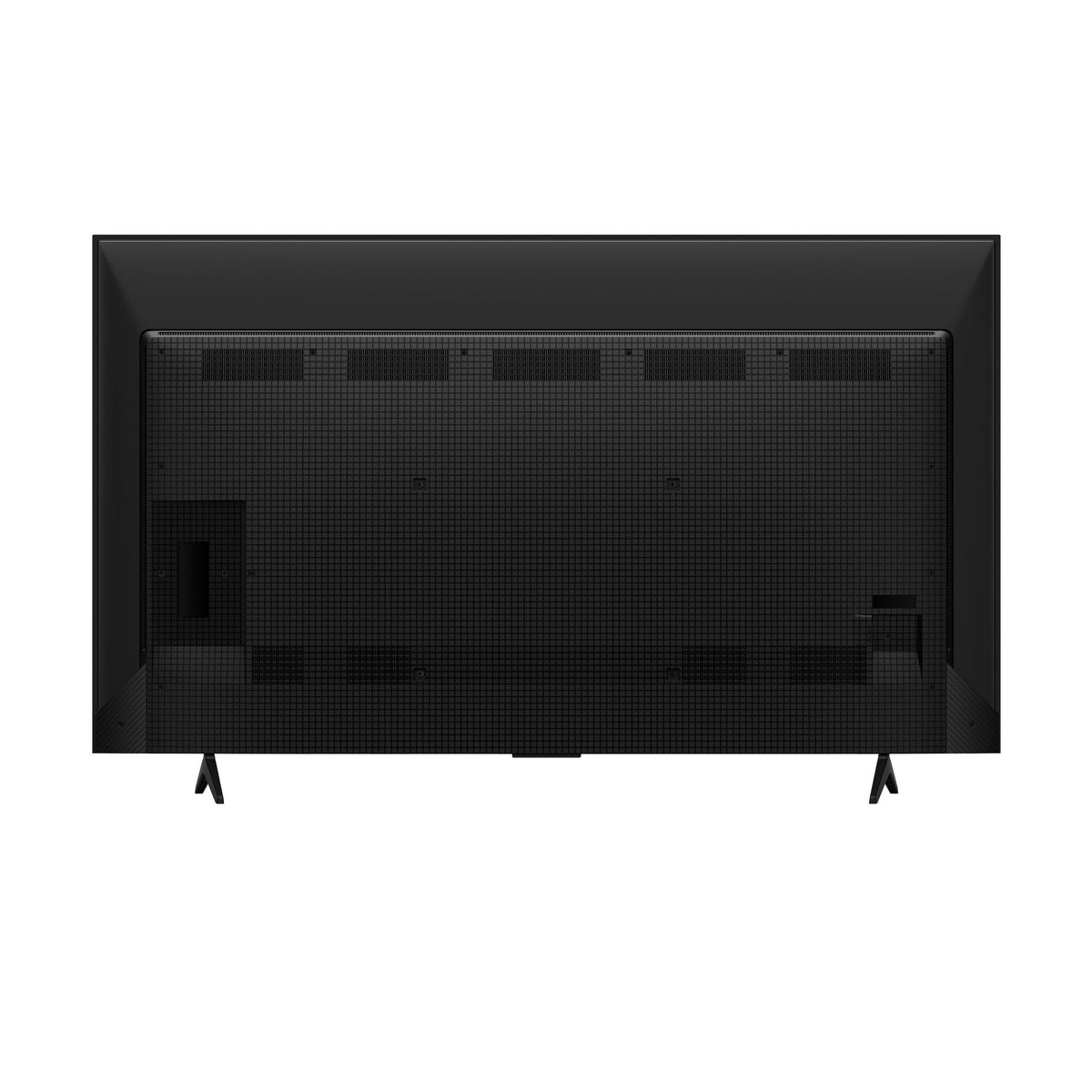 Rear view of the TCL 55-inch M8L Series 4K UHD HDR Mini-LED Smart TV with Google TV showing the black back panel and two feet