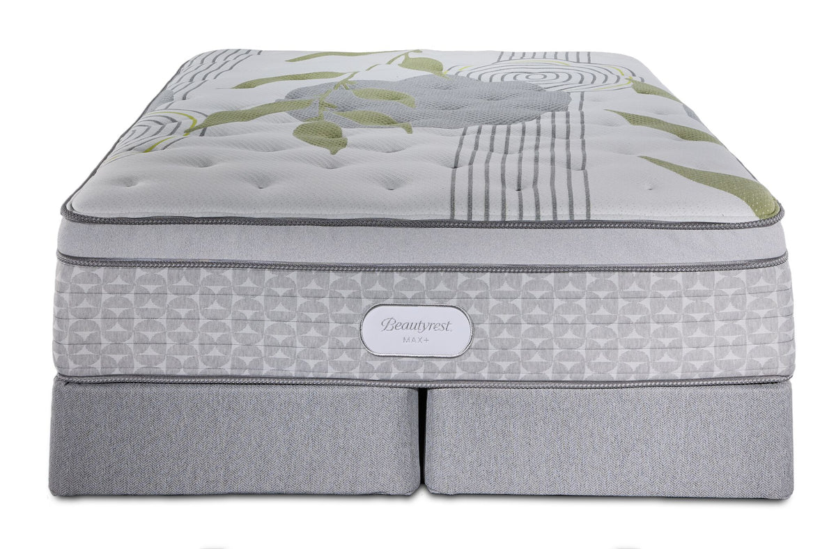 Beautyrest Max+ Valley Pillow Top Plush Queen Mattress and Split Boxspring Set