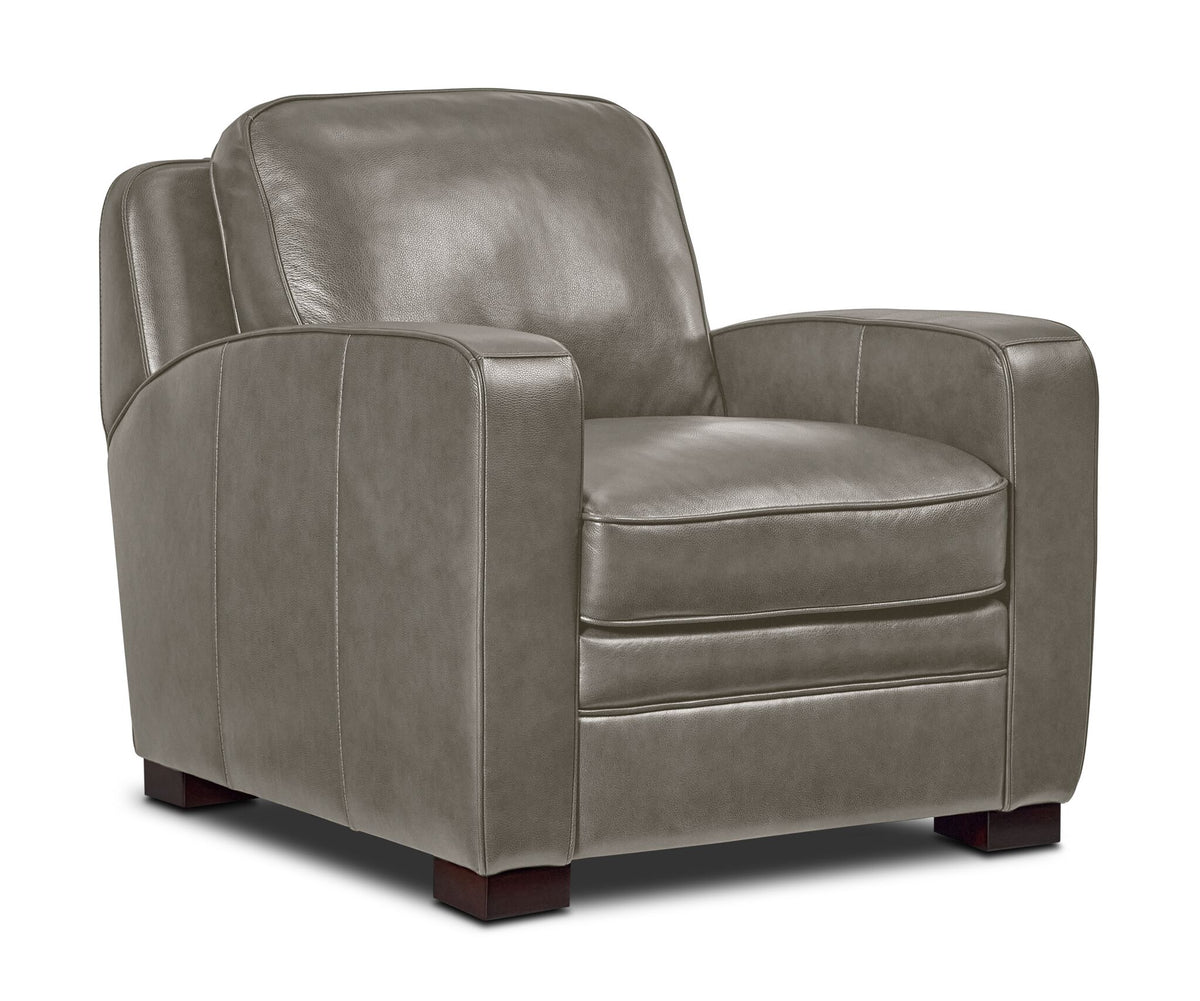 Wilmington Leather Sofa and Chair Set - Light Grey