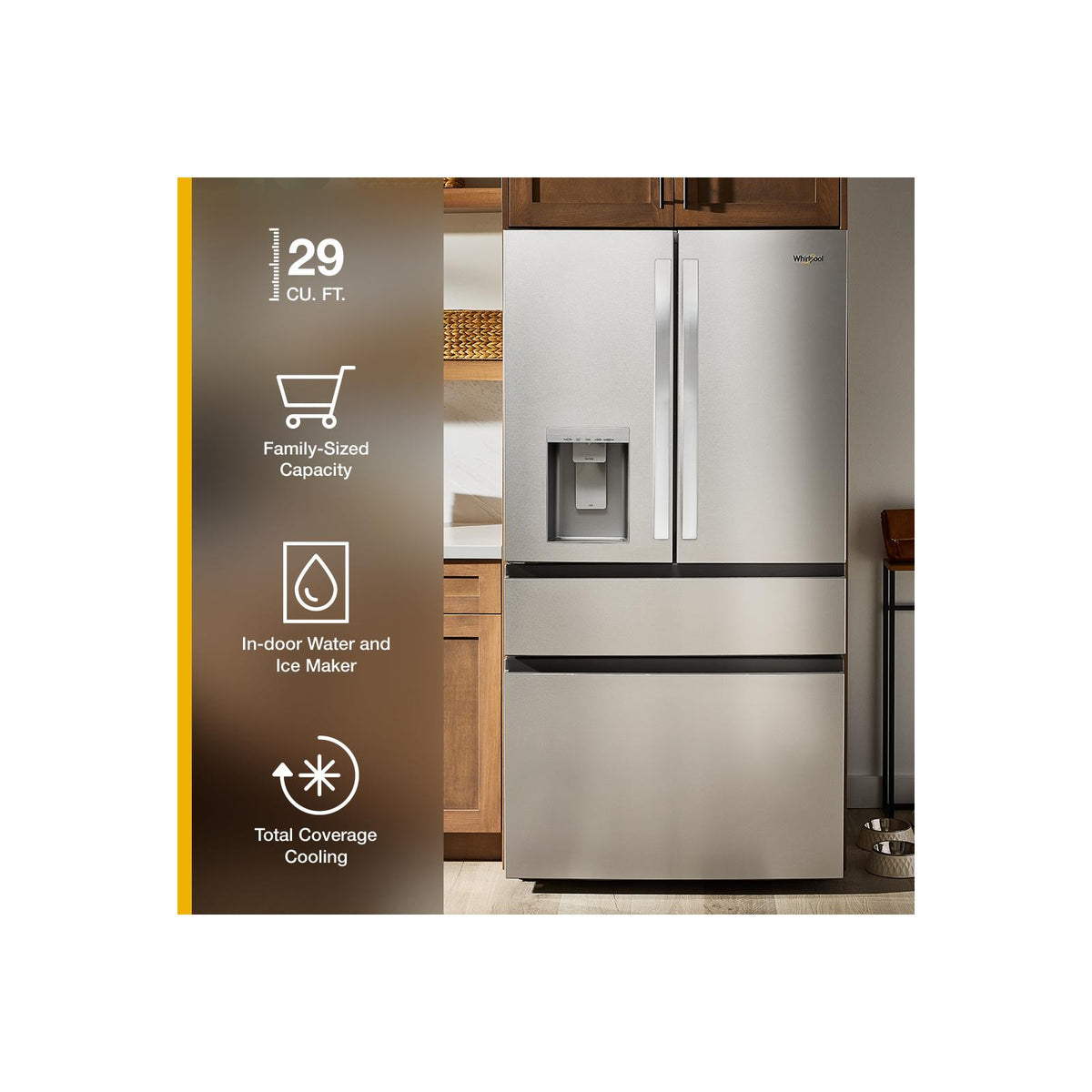 Whirlpool 36" 29 Cu. Ft. Print Resist Black Stainless Steel French Door Refrigerator - WRMF3636SV--