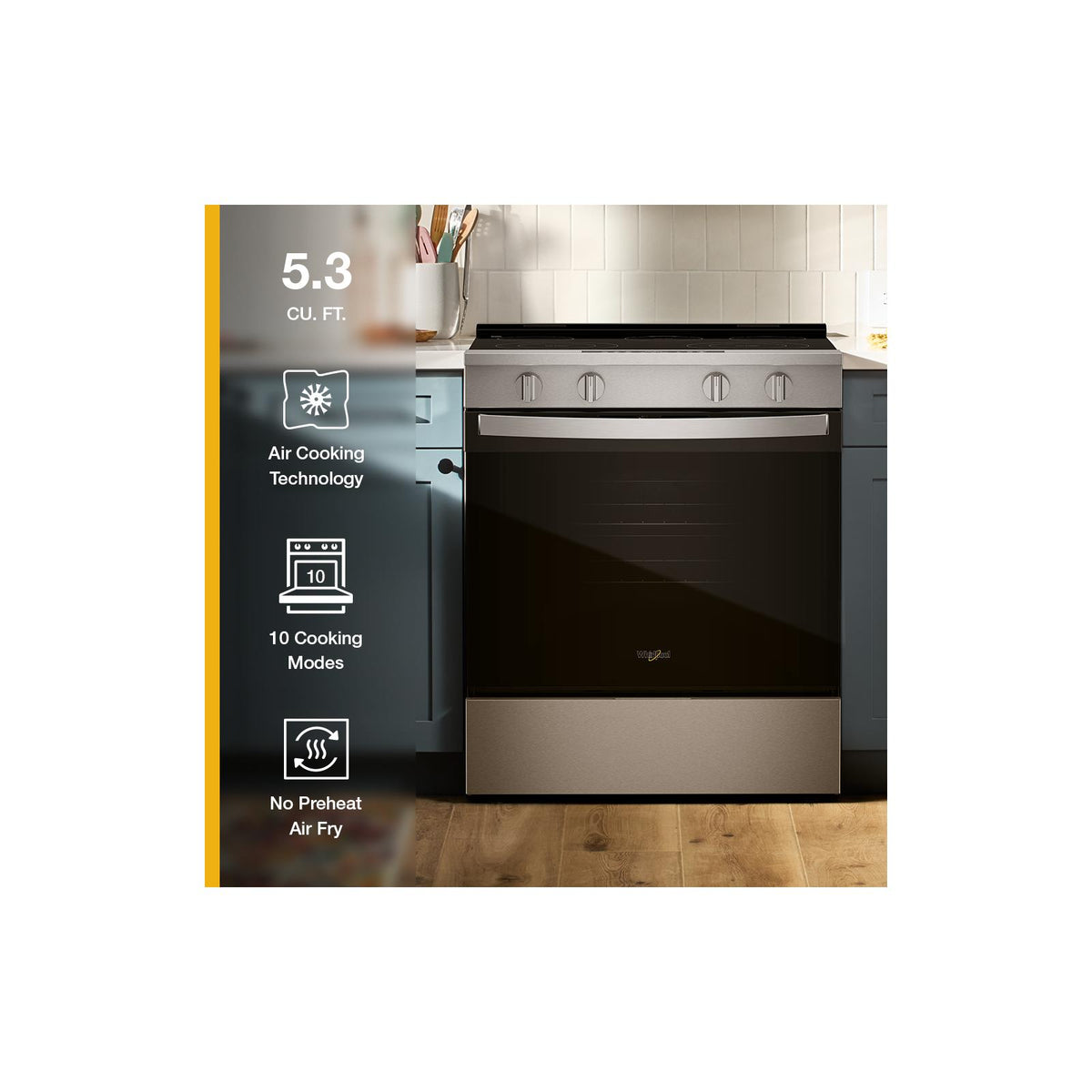 Whirlpool Fingerprint Resistant Stainless Steel Slide-In Smart Electric Convection Range (5.3 Cu. Ft.) - YWSES4530TZ