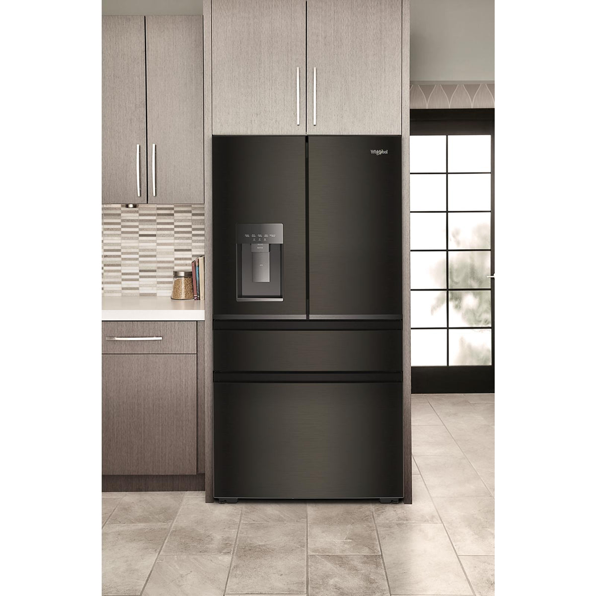 Whirlpool 36" 22.0 Cu. Ft. Black Stainless Steel Counter-Depth 4-Door French Door Refrigerator – WRMC7036RV