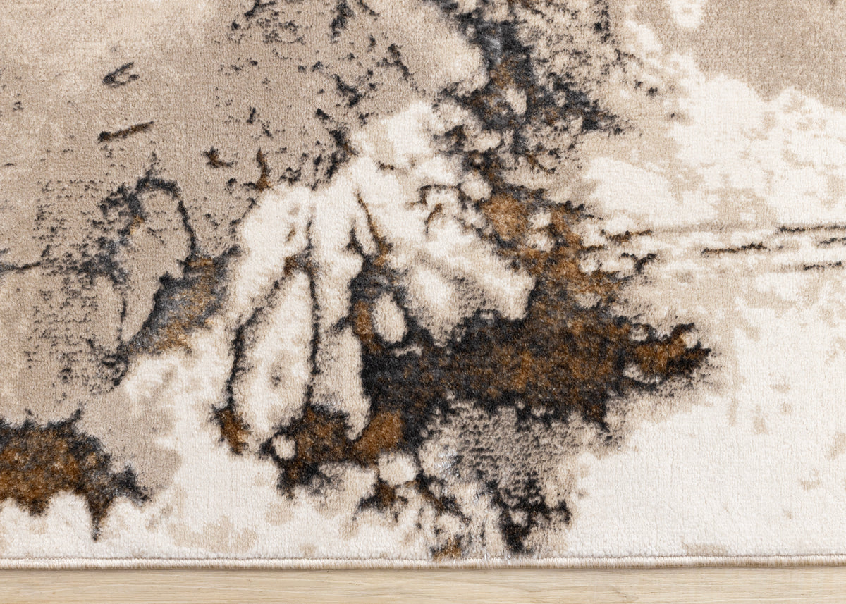 Autumn Drift 6'7" x 9'6" Distressed Foliage Area Rug - Light Brown, Beige