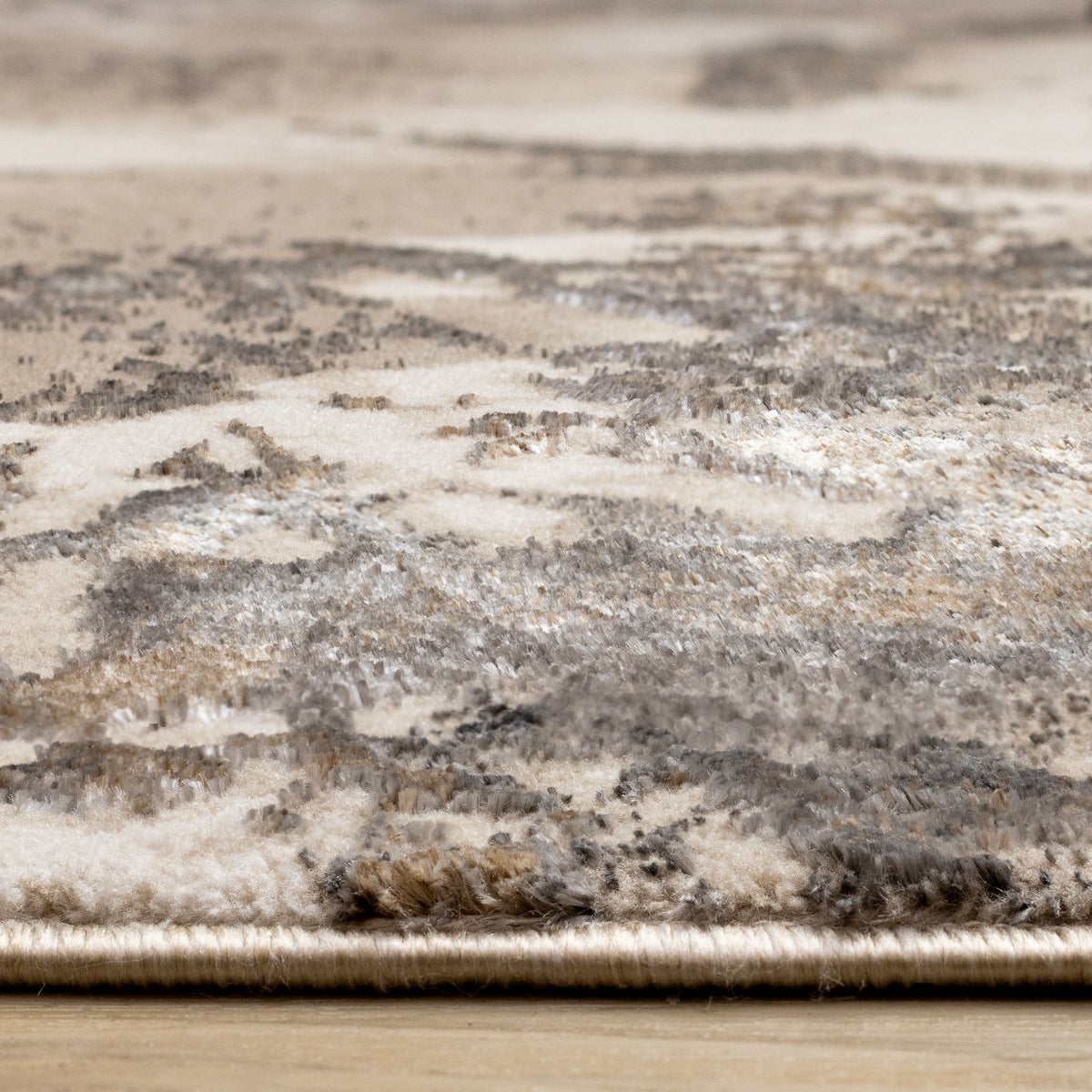 Autumn Drift 6'7" x 9'6" Distressed Foliage Area Rug - Light Brown, Beige