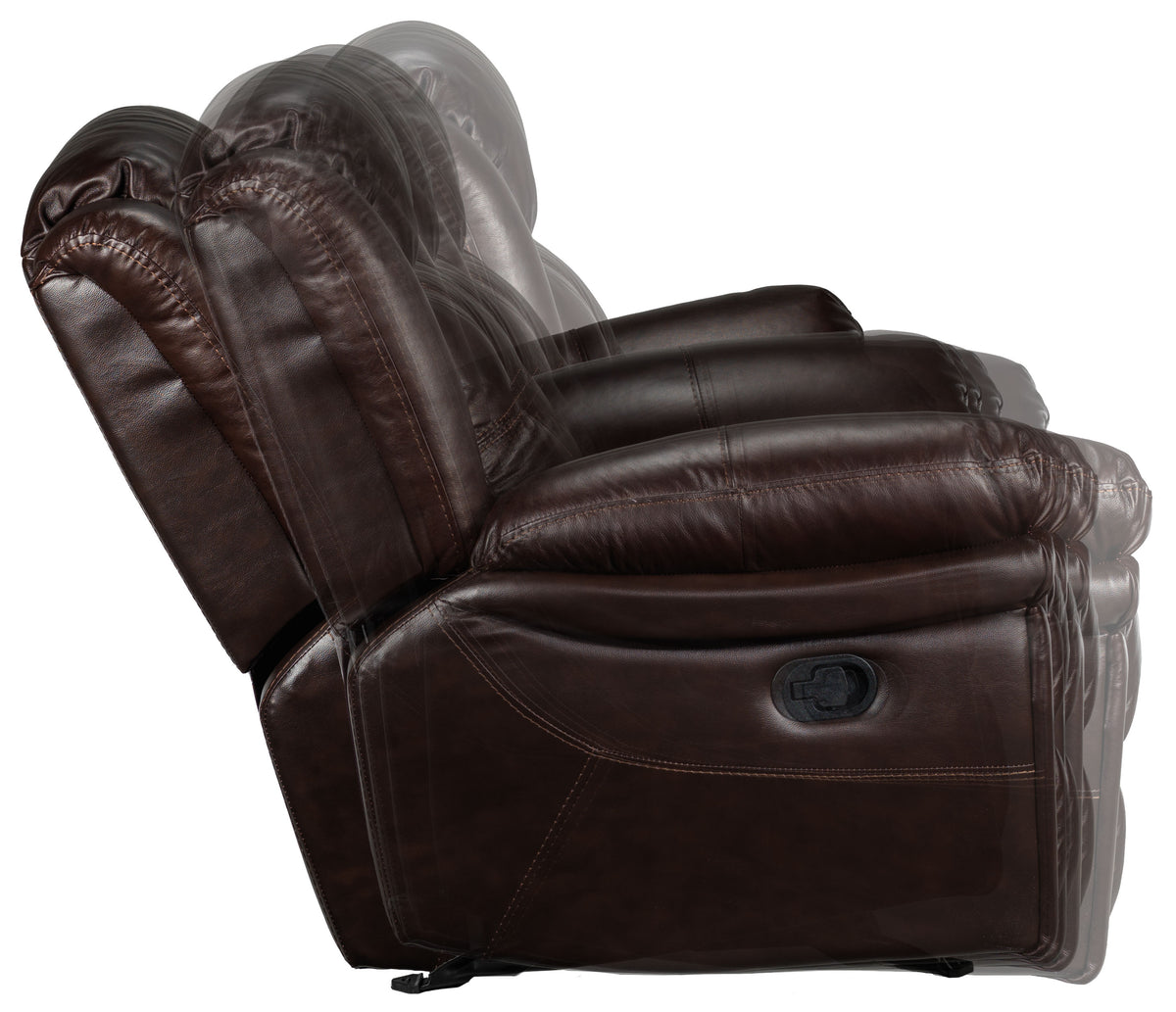 Cooper Leather Reclining Sofa, Reclining Loveseat with Console and Recliner Set - Brown