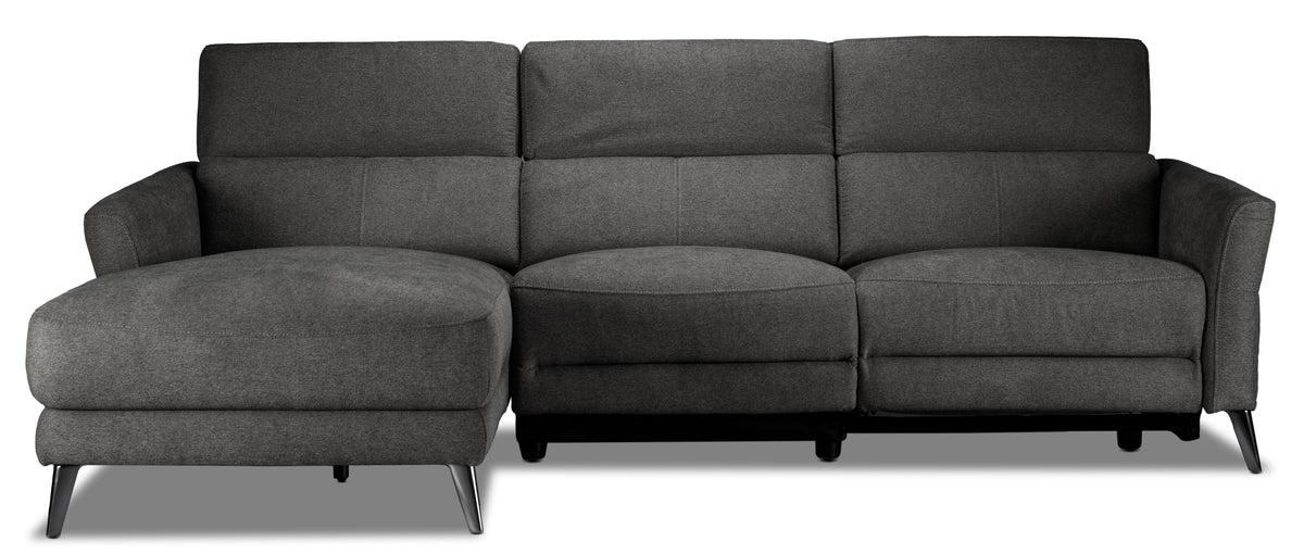 Francesca 2-Piece Power Reclining Sectional with Left-Facing Chaise - Starburst Metal