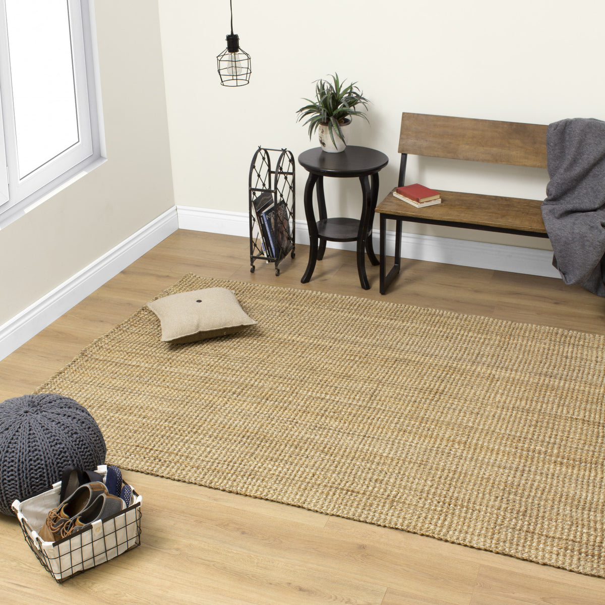Jute Chunky Boucle Area Rug - 8' X 11' - Beige
