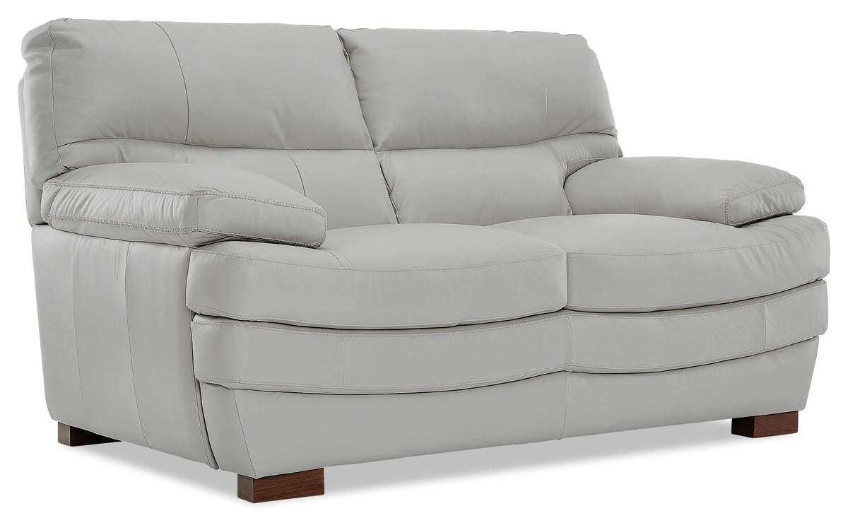 Francavilla Leather Loveseat - Light Grey