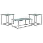 Sidney Coffee Table and Two End Tables - Stainless Steel and Glass