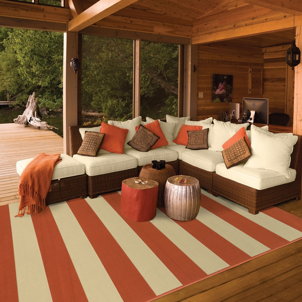 Calypso 4768B Stripe Indoor/Outdoor Area Rug (5'3" x 7'6")