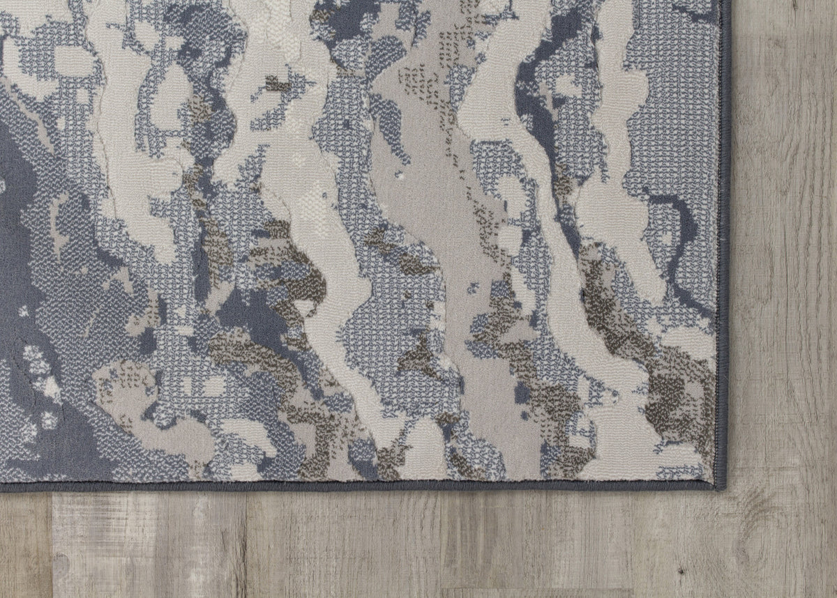 Intrepid Rushing Water Area Rug - 8' X 11' - Blue/Cream