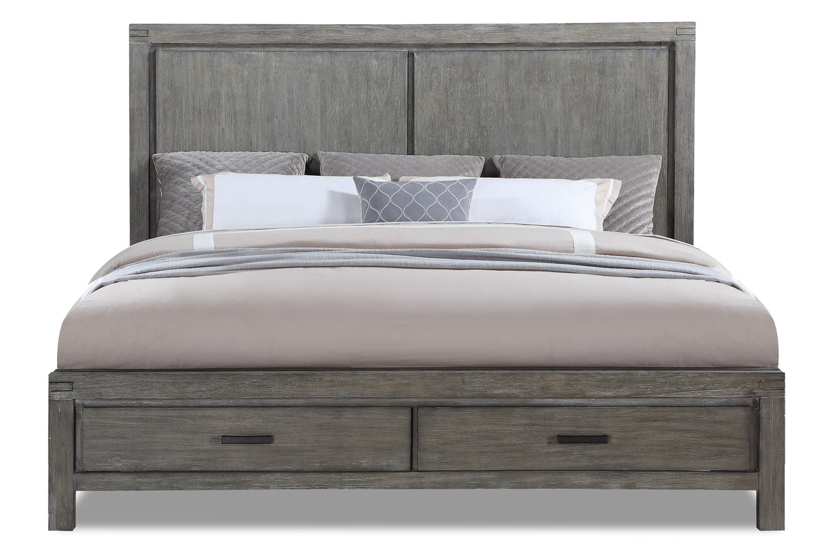 Copeland 3-Piece King Storage Bed - Wire-Brushed Grey