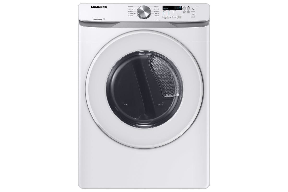 Samsung White Front Load Electric Dryer with Shallow Depth (7.5 Cu.Ft) - DVE45T6005W/AC